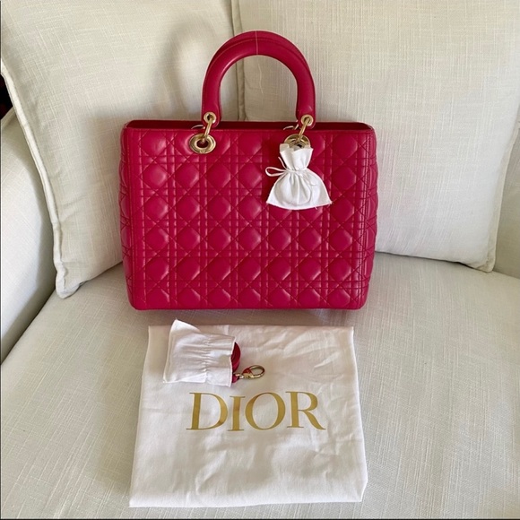 SOLD!Christian Dior Large Lady Dior Bag w/ Strap - Picture 12 of 12